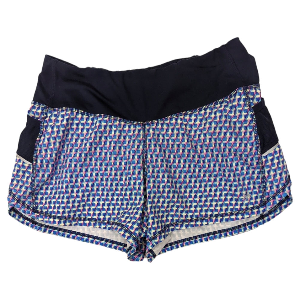 Athleta Athletic 3.5" Running Shorts Womens XS Blue Geometric Hiking
